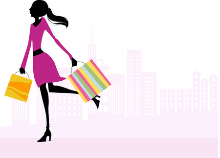 shopping girlのイラスト素材