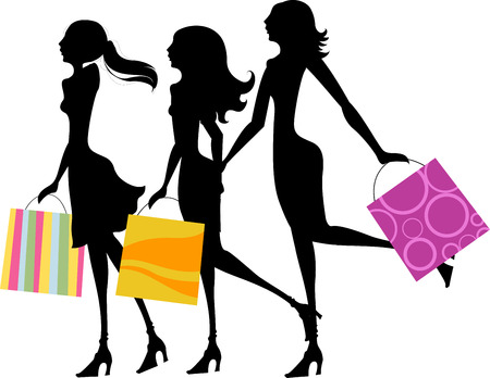 pretty shopping girlsのイラスト素材