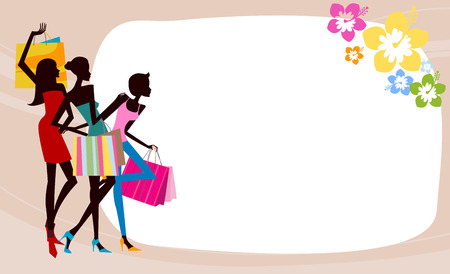 Shopping girlsのイラスト素材