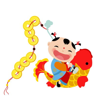 Chinese New Year Greetings- boyのイラスト素材