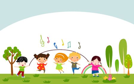 Kids and musicのイラスト素材