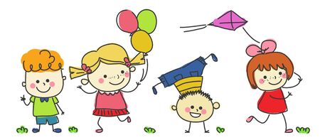 Group of happy childrenのイラスト素材