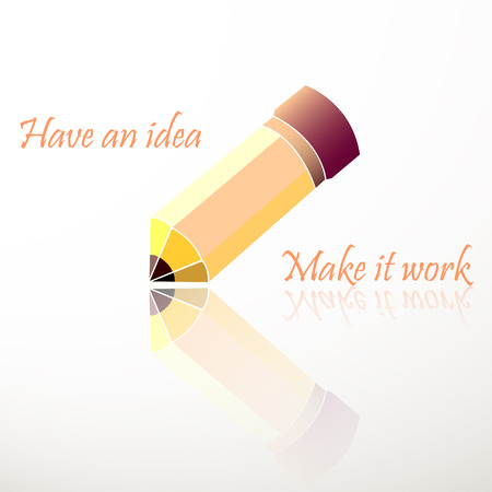 Pencil illustration with a reflection and a sample textのイラスト素材