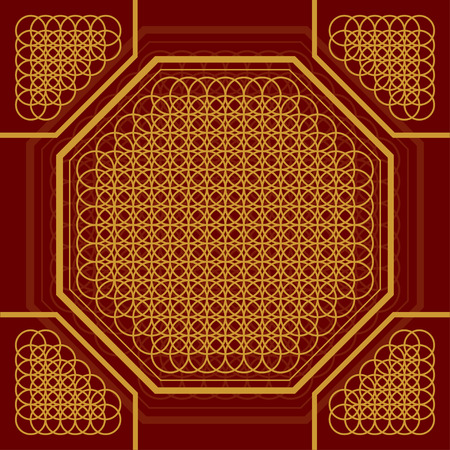 Beautiful red-and-gold background with circlesのイラスト素材