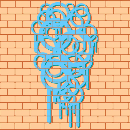 Smudged graffiti on a brick wall, urban styleのイラスト素材