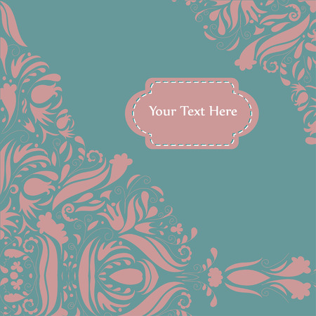 Romantic greeting card with a text area embellished with floral elementsのイラスト素材