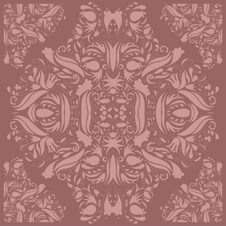Delicate vignette pattern with vintage floral elements drawn by handのイラスト素材