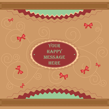 Happy message against playful background with twigs and bowsのイラスト素材