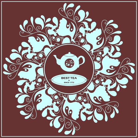 Best tea label with retro floral frameのイラスト素材