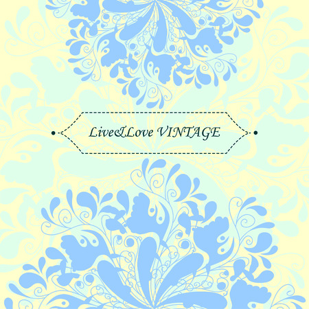 Delicate spring card with lacy floral pattern and a frameのイラスト素材