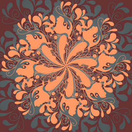 Beautiful vintage rosette composed of hand-drawn elementsのイラスト素材