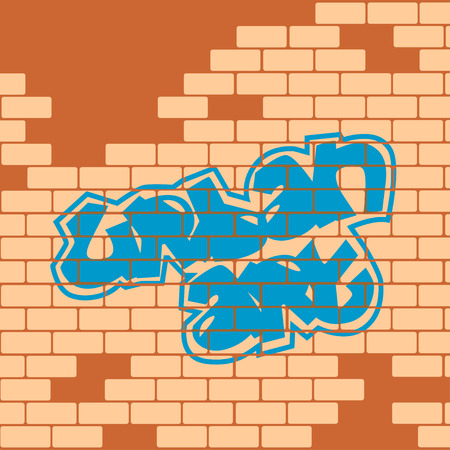 Urban art sign on a damaged brick wallのイラスト素材