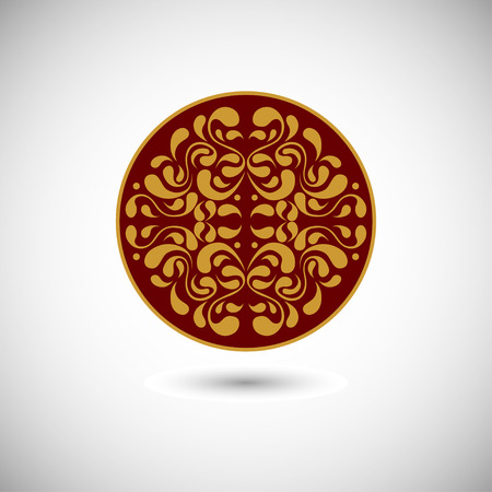 Golden oriental emblem against white backgroundのイラスト素材