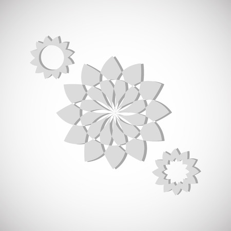 Abstract grayscale flower shapes against white backgroundのイラスト素材