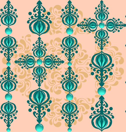Seamless background with glassy beads and intricate rosettesのイラスト素材