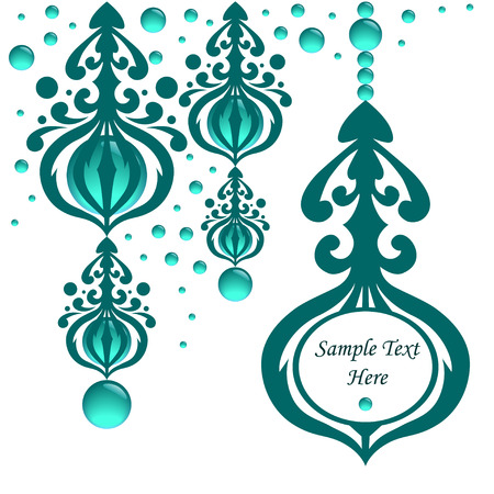 Invitation template with glassy beads and hand-drawn elementsのイラスト素材
