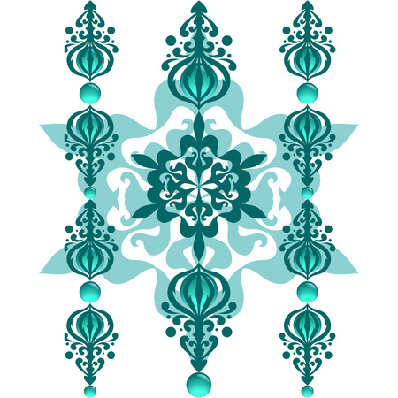 Abstract borders with glassy beads and intricate rosettesのイラスト素材