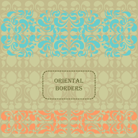 Oriental greeting card or invitation template with traditional ornamentのイラスト素材