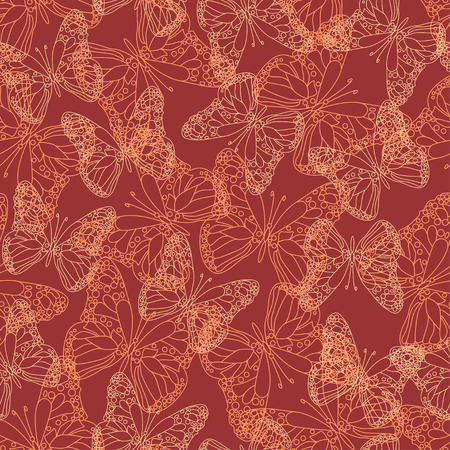 Seamless summer pattern with delicate butterfliesのイラスト素材