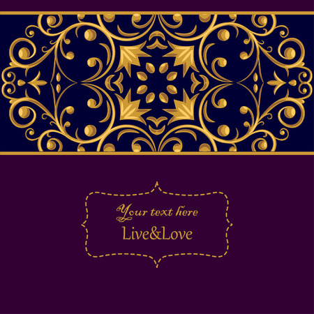 Beautiful card template with intricate golden patternのイラスト素材