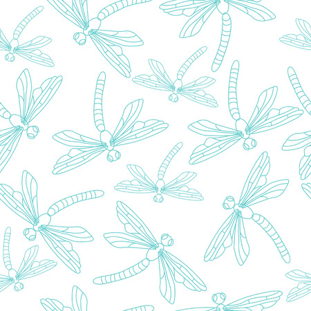Seamless summer pattern with blue dragonfliesのイラスト素材