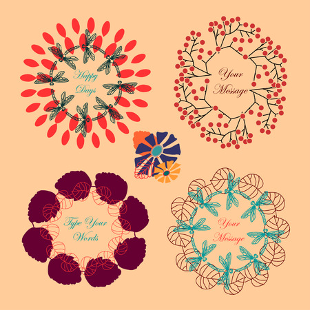 Set of cute frames composed of natural summer elementsのイラスト素材
