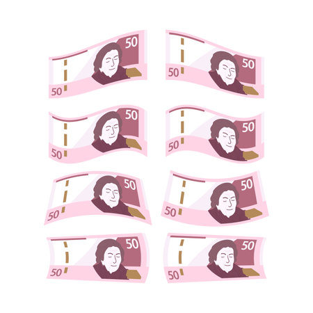 Folded 50 Peruvian sole billsのイラスト素材