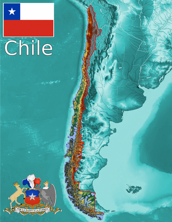 Chile map flag coatの写真素材