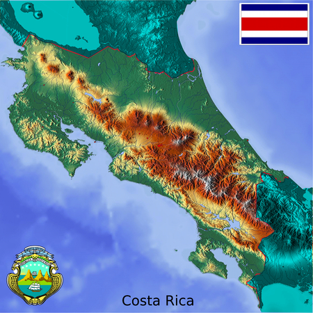 Costa Rica map flag coatの写真素材