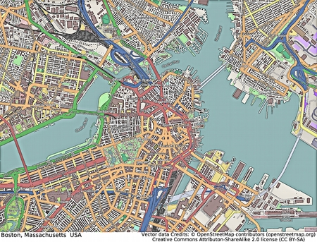 Boston Massachusetts aerial viewのeditorial素材