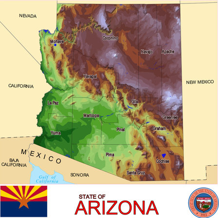 Arizona Counties mapのイラスト素材
