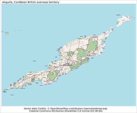 Anguilla British Caribben island map aerial viewのeditorial素材