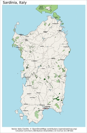 Sardinia Italy island map aerial viewのeditorial素材