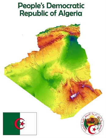 Algeria map flag coatのイラスト素材