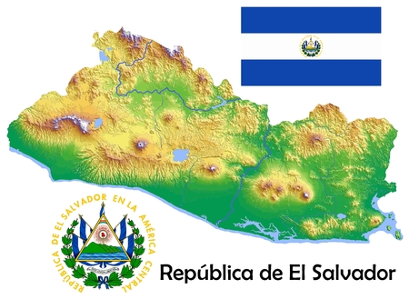 El Salvador map flag coatのイラスト素材