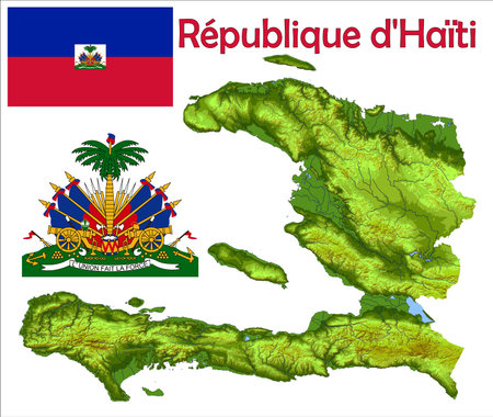 Haiti map flag coatのイラスト素材