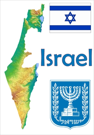 Israel map flag coatのイラスト素材