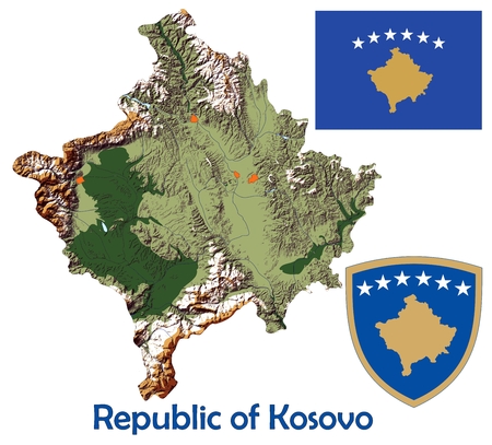 Kosovo map flag coatのイラスト素材