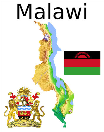 Malawi map flag coatのイラスト素材
