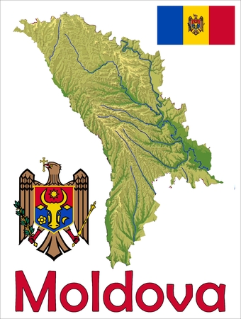 Moldova map flag coatのイラスト素材
