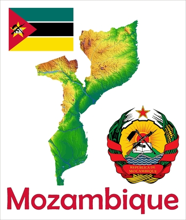 Mozambique map flag coatのイラスト素材