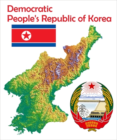 North Korea map flag coatのイラスト素材