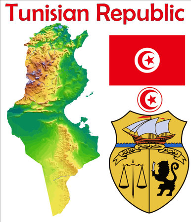 Tunisia map flag coatのイラスト素材