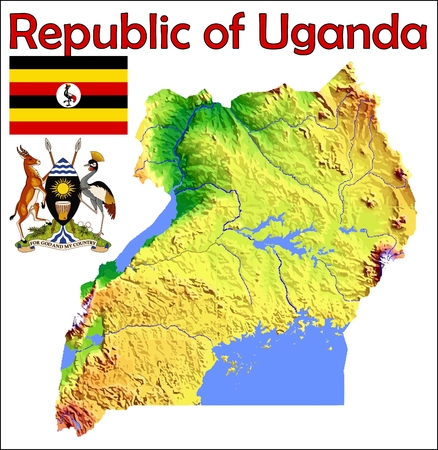Uganda map flag coatのイラスト素材