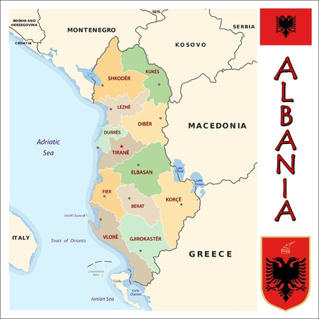 Albania administrative divisionsのイラスト素材