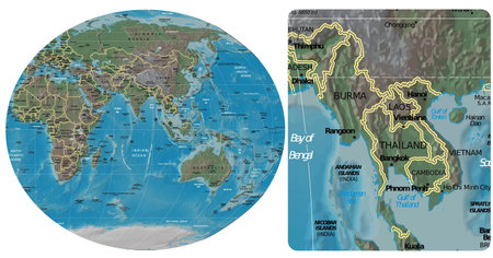 Burma Myanmar Thailand Laos Cambodia Vietnam and Asia Oceania map