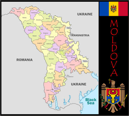 Moldova administrative divisions mapの写真素材