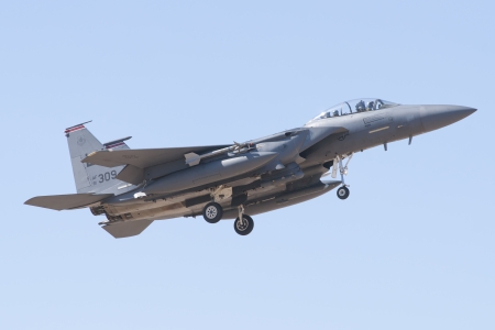 ALBACETE,SPAIN - APRIL 11  Military fighter jet during demonstration in Albacete air base, Los Llanos  TLP  on April 11, 2012 in Albacete,Spainのeditorial素材