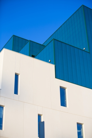 Modern office buildings  Colorful buildings in a industrial place  Vertical format のeditorial素材