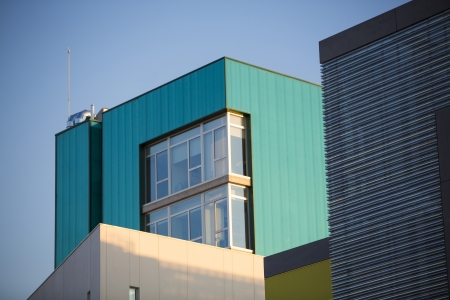Modern office buildings  Colorful buildings in a industrial place whit sky blue の写真素材
